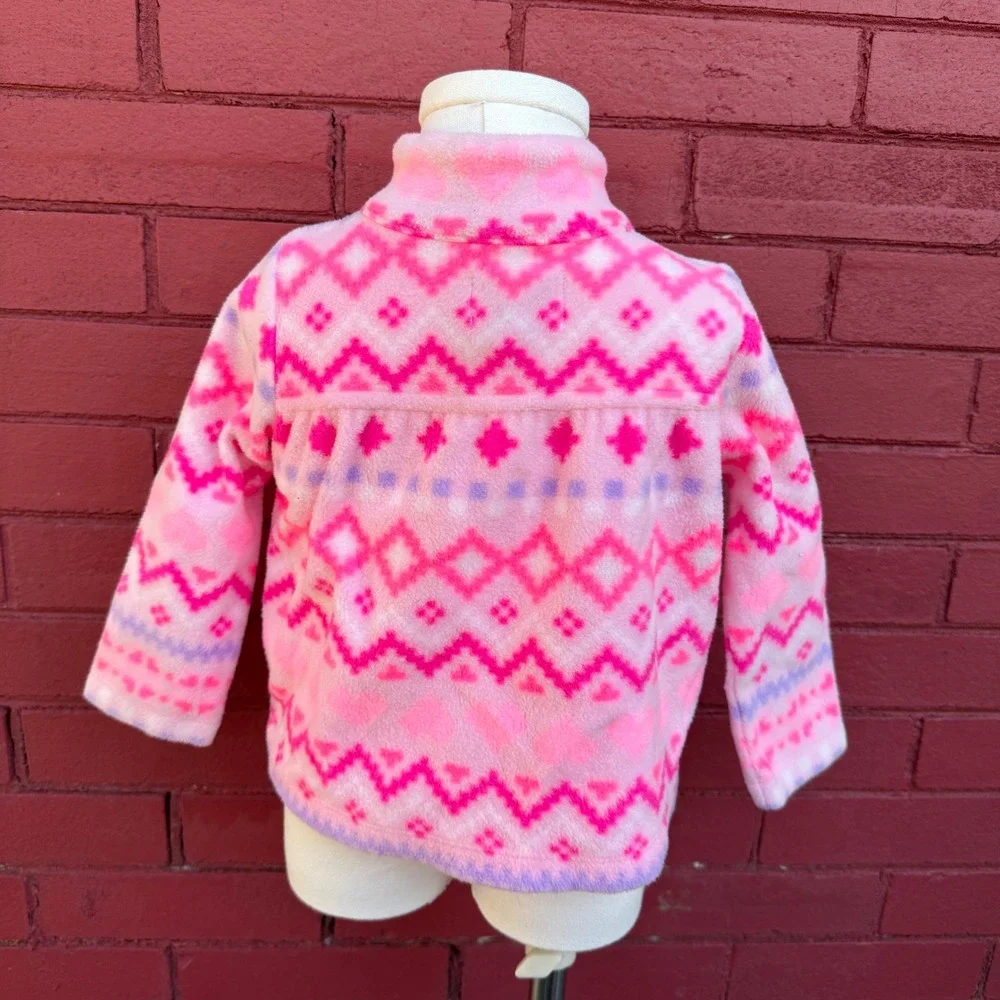 The Childrens Place Girls Pink‎ Fleece Aztec Print 1/4 Zip Pullover 12 18 Months